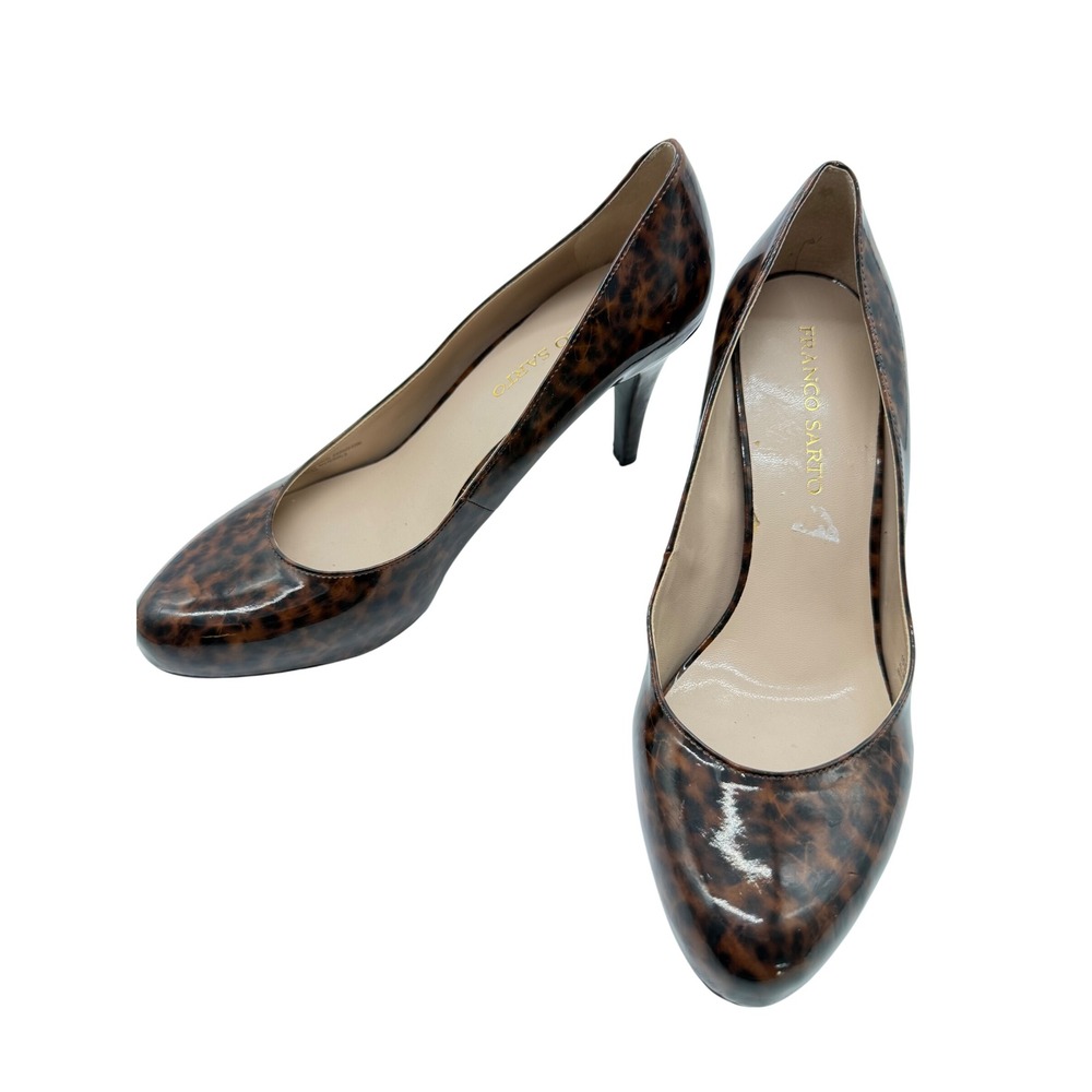 Franco Sarto Madison Pumps Womens 10.5M Brown Leopard Good Patent Animal Print - Picture 5 of 6